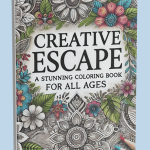 Creative Escape: A Stunning Coloring Book for All Ages – vibrant and intricate coloring book cover with floral, animal, and mandala patterns.